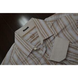 20616 Mens Bugatchi Uomo Classic Fit Plaid Button Up Dress Shirt Size Large